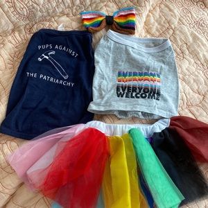 Pups against the patriarchy pride t shirt set tulle skirt bow S dog clothes
